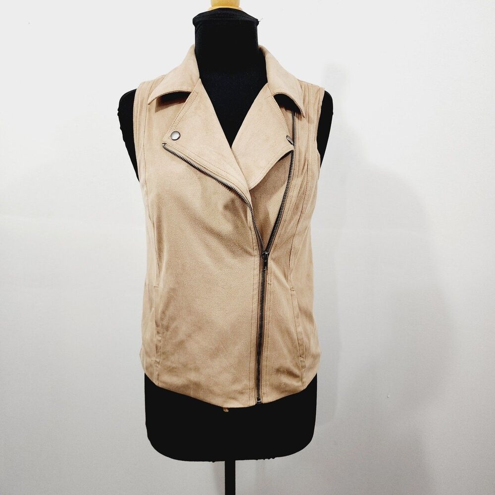 Jack by BB Dakota Meiko Faux Suede Vest Moto in Tan Women's Size S